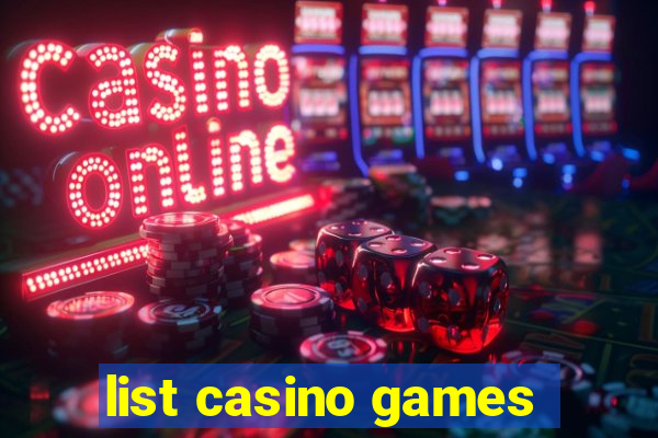 list casino games