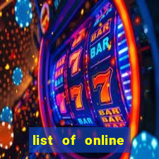 list of online casino games