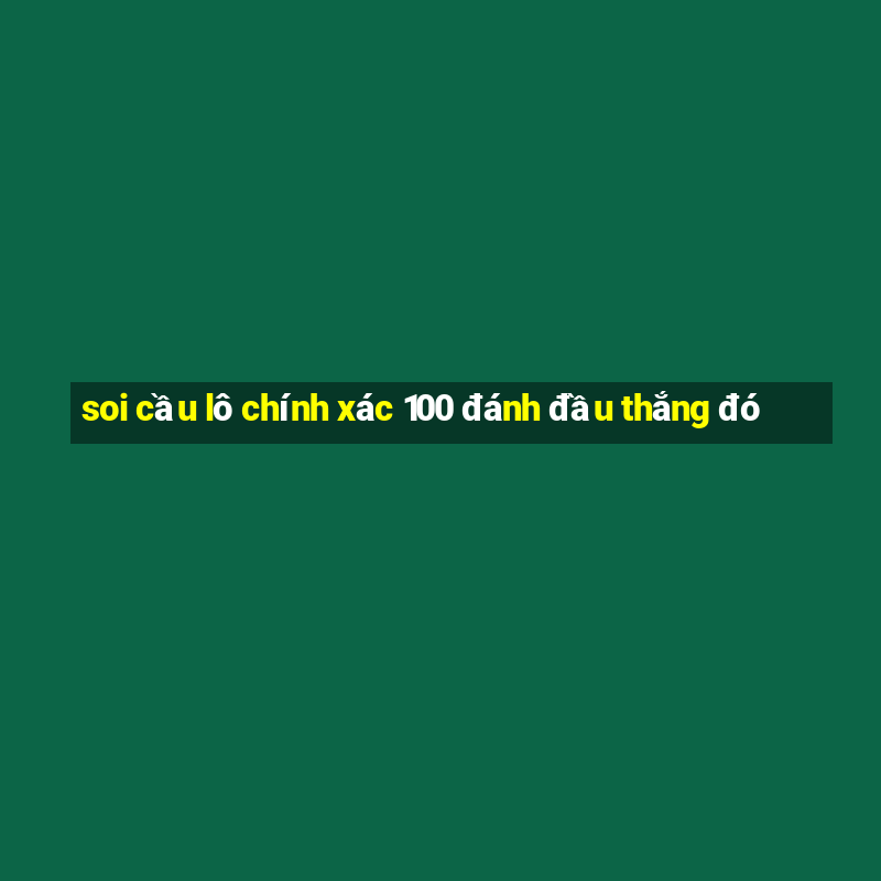 soi cầu lô chính xác 100 đánh đầu thắng đó