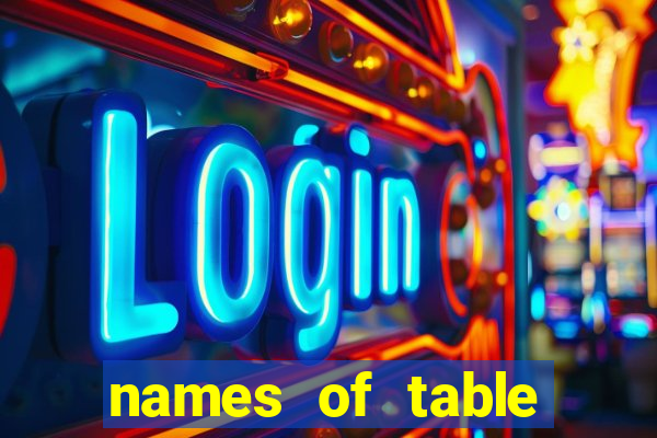 names of table games casino