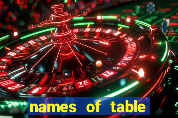 names of table games casino